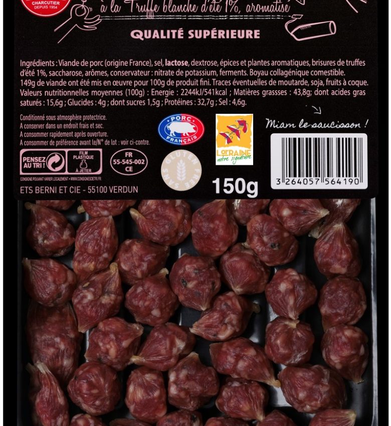 MINI-SAUCISSON SEC-TRUFFE-BLANCHE-150G