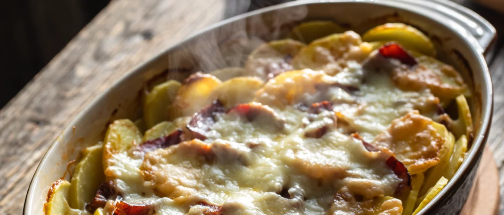 image ia d'un gratin de pomme de terre et bacon Berni. Recette de Janvier