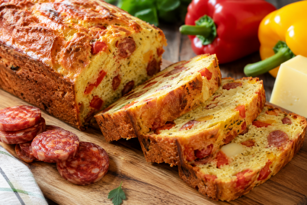 cake-chorizo-comté-poivron-berni-recette Cake au Chorizo, Comté & Poivrons - Berni - Recette - image IA