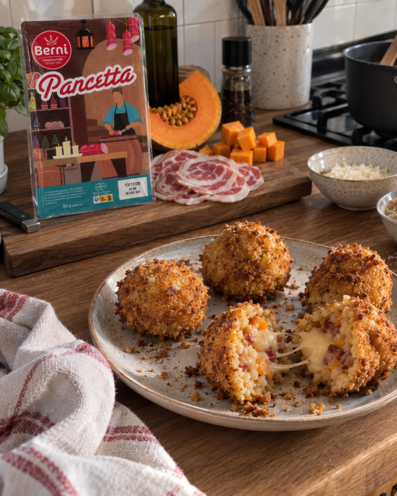 Recette arancinis à la courge et Pancetta Berni